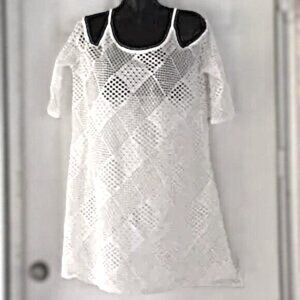 SPIAGGIA DOLCE Lace Crochet Coverup Tunic Dress Strappy Womens Large